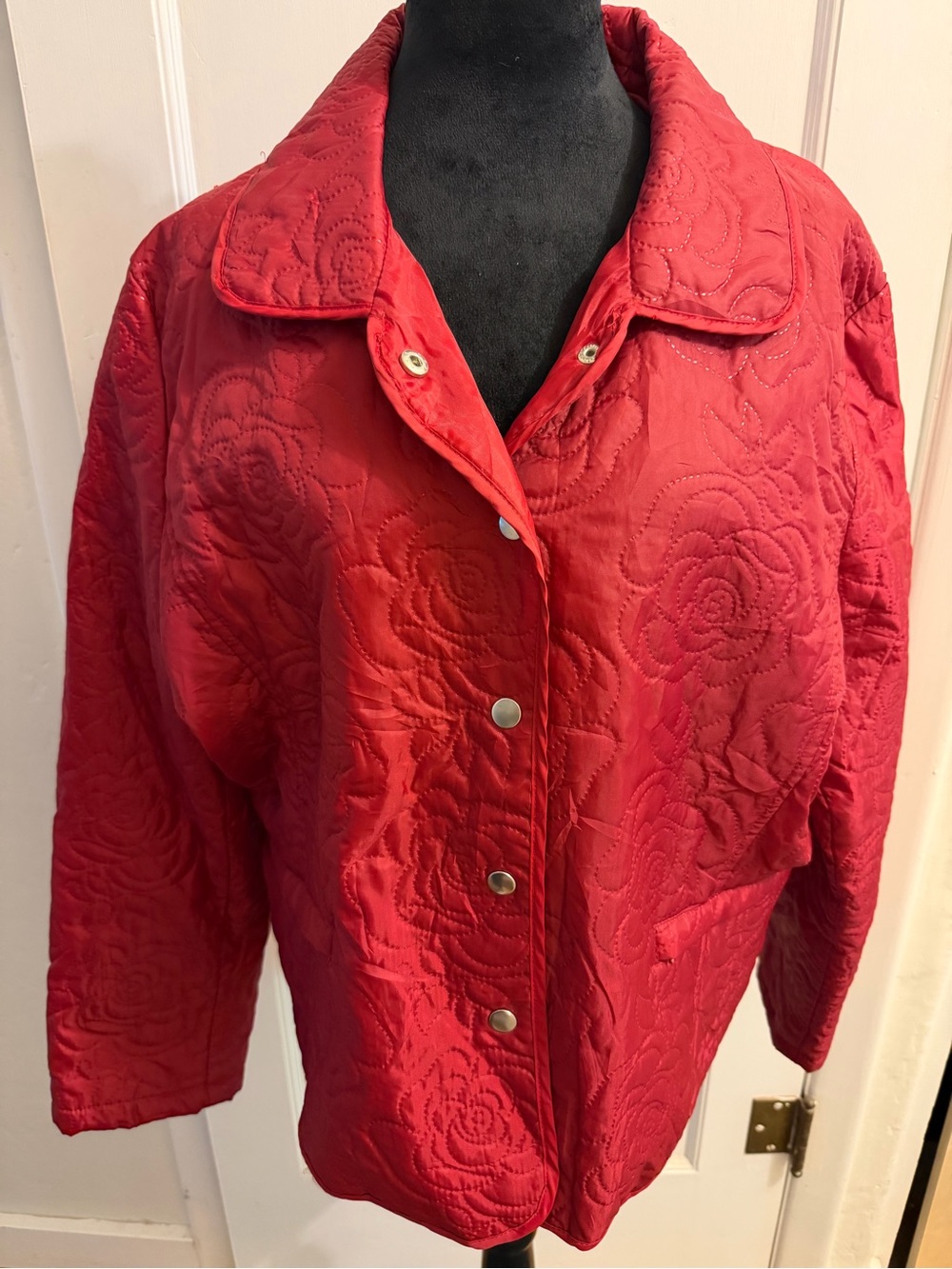 JG Hook Vintage Quilted Red Snap-Front Women's Puffer Jacket